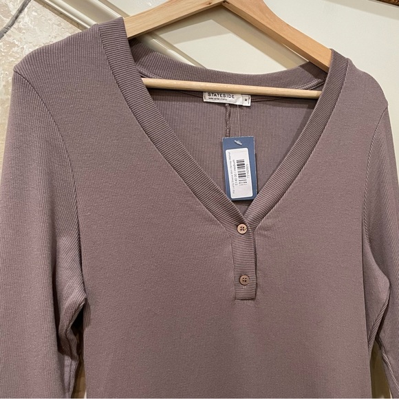 NWT$140•STATESIDE•Ribbed Henley Dress•Sz Medium - Picture 2 of 5